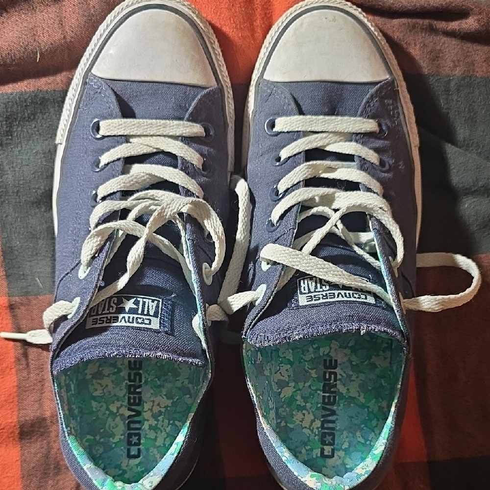 Converse Navy Canvas Sneakers with White Laces